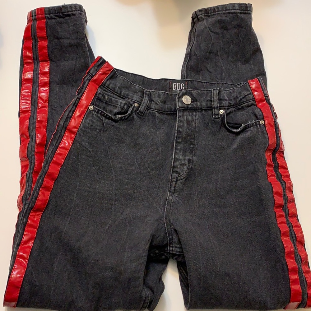 BDG - black jeans with red stripes